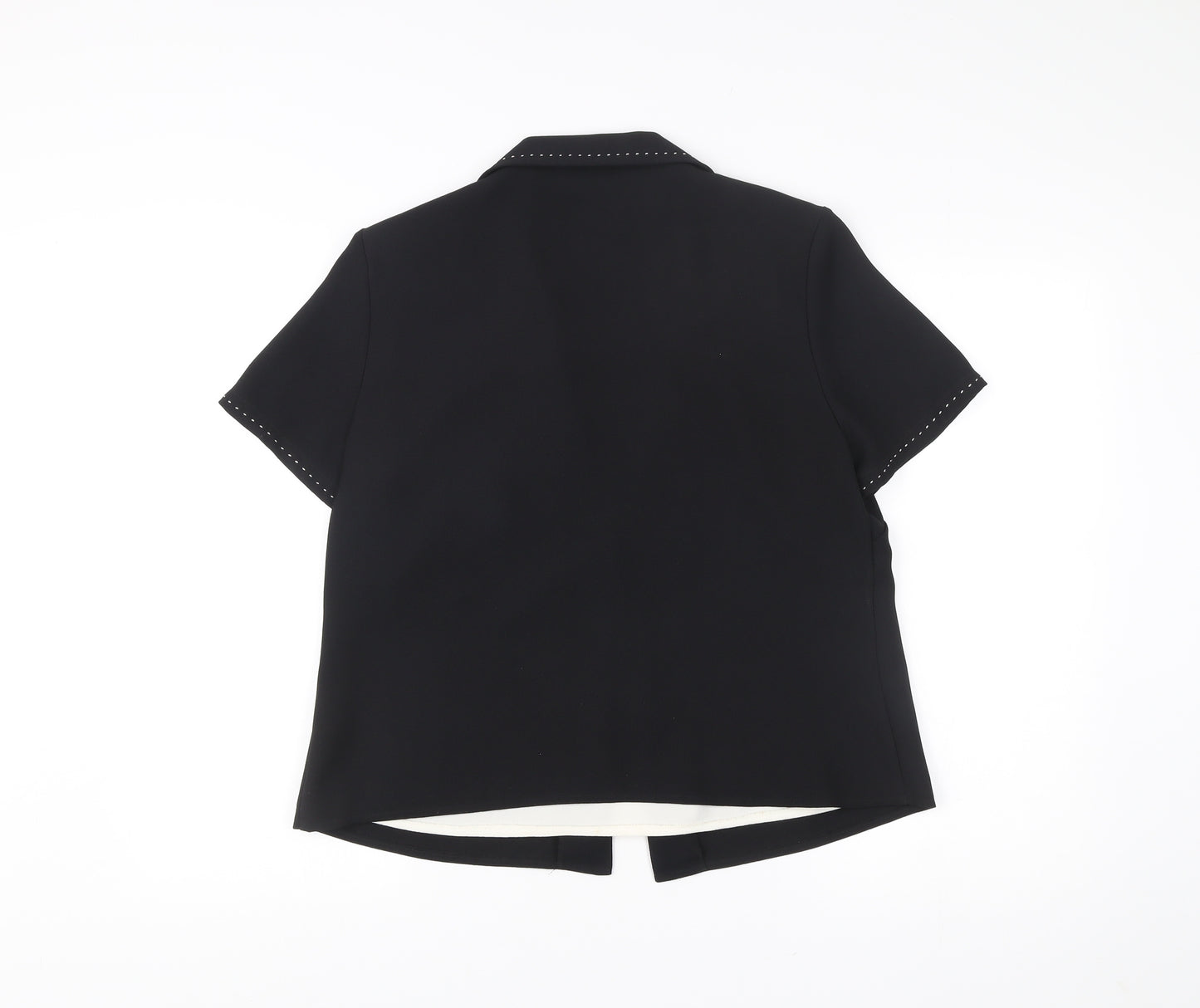 Berkertex Women Black Collared Blouse Size 16 Short Sleeve Workwear