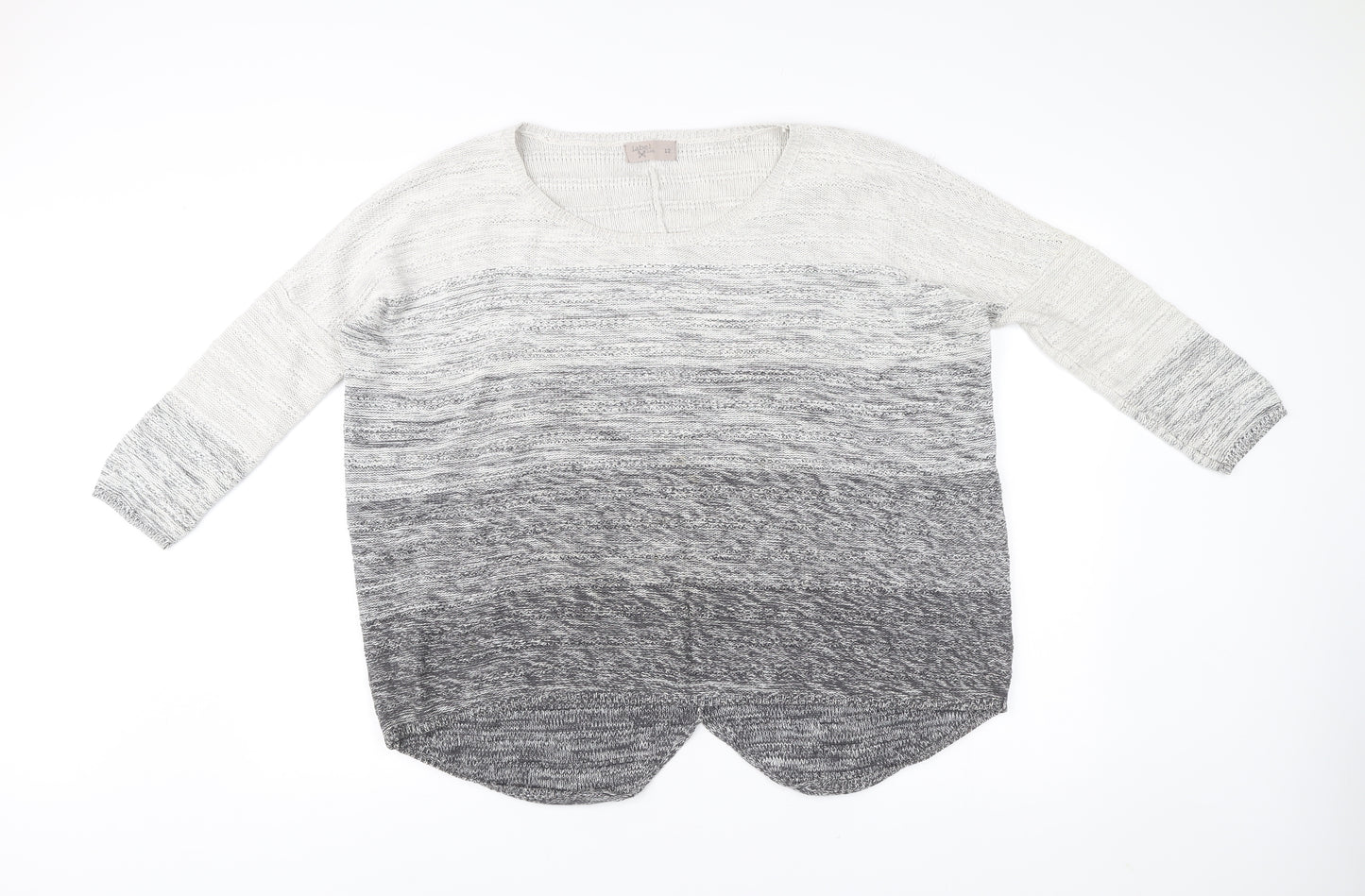 Label Lab Women’s Grey Ombre Knit Scoop Neck Pullover Jumper Size 12