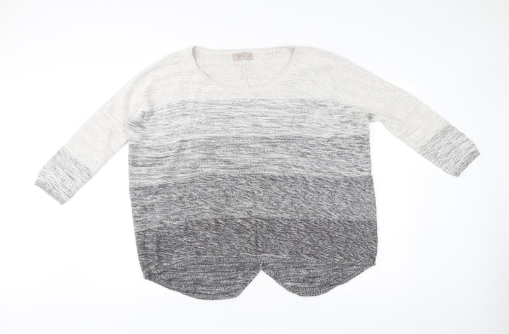 Label Lab Women’s Grey Ombre Knit Scoop Neck Pullover Jumper Size 12
