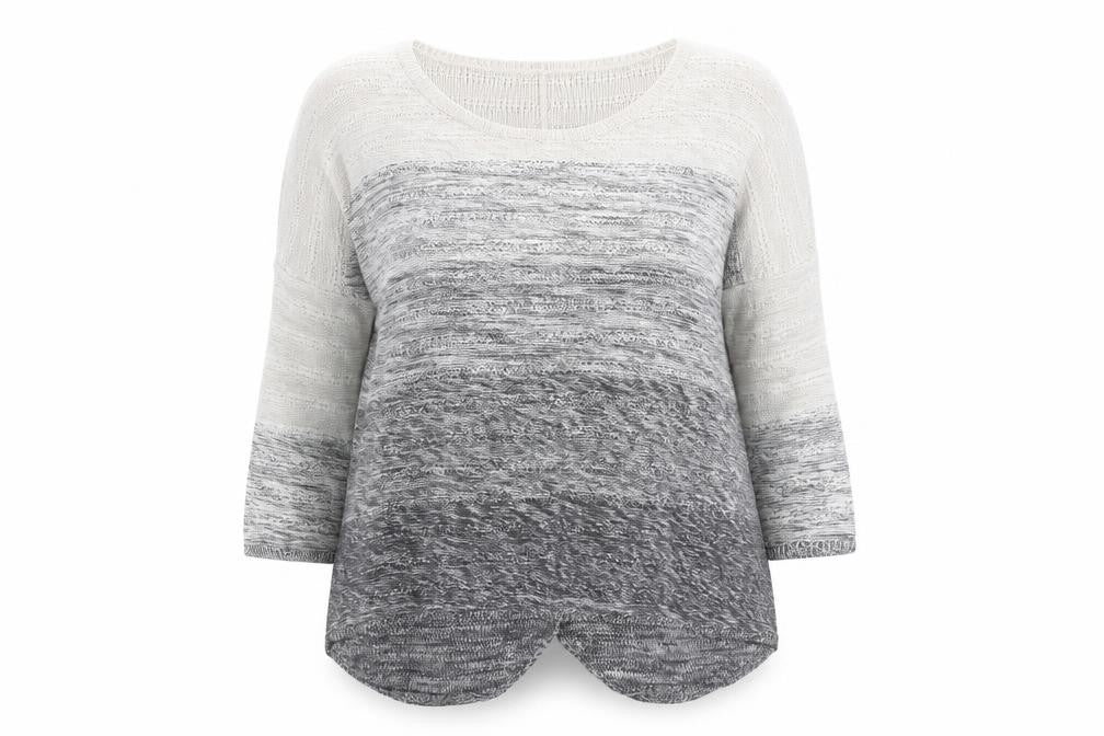 Front view of Label Lab Women’s Grey Ombre Knit Scoop Neck jumper, size UK 12