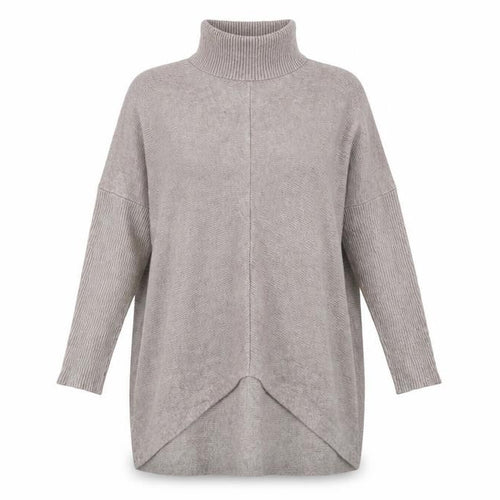 Blue Vanilla Women Beige Roll Neck Oversized Jumper Dress One Size