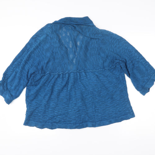 Rocha.John Rocha Women’s Blue Knit Cotton Cardigan Size 18