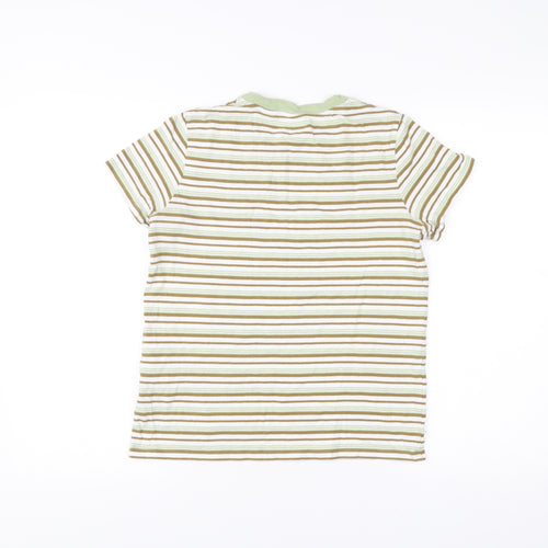 Levi's Womens XS Striped Ringer T-Shirt Green Beige Cotton