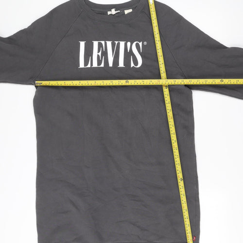 Levi's Womens Grey Logo Long Sleeve Crew Neck T-Shirt Dress M