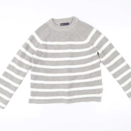 Marks and Spencer Womens Grey Striped Pullover Jumper Size S