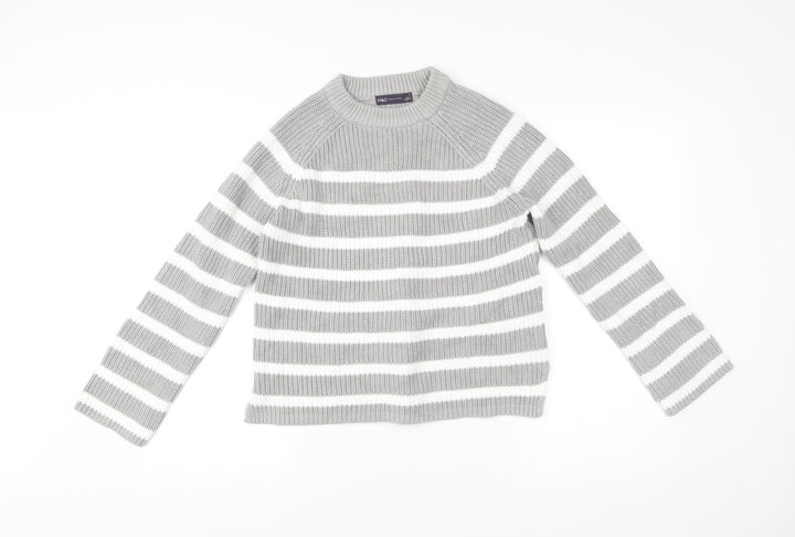 Marks and Spencer Womens Grey Striped Pullover Jumper Size S