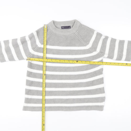 Marks and Spencer Womens Grey Striped Pullover Jumper Size S