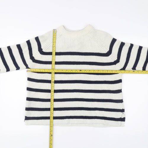 Marks and Spencer Womens White Blue Stripe Knit Jumper M