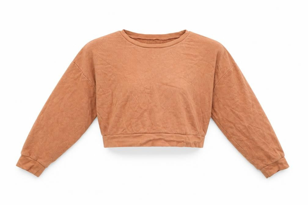 Front view of Urban Outfitters Women’s Brown Cropped Pullover Sweatshirt, size S