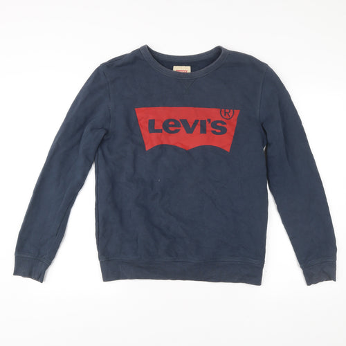 Levi's Teens Blue Pullover Sweatshirt Logo Print Crew Neck Size 16