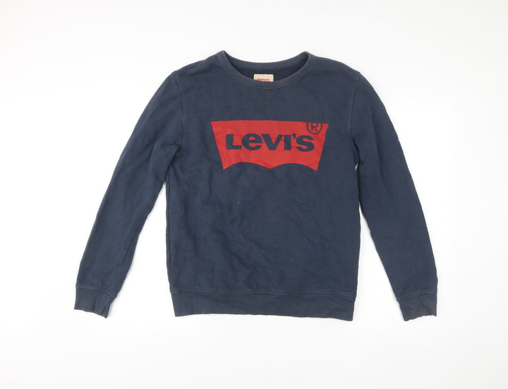 Levi's Teens Blue Pullover Sweatshirt Logo Print Crew Neck Size 16
