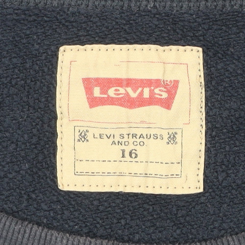 Levi's Teens Blue Pullover Sweatshirt Logo Print Crew Neck Size 16