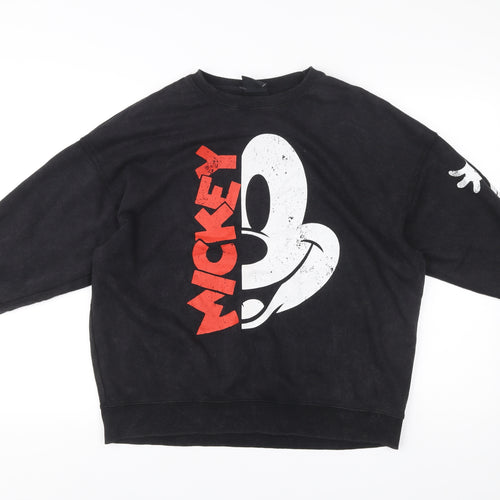 Disney Primark Women’s Black Mickey Mouse XS Sweatshirt Cotton Blend