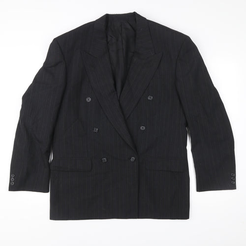 Marks & Spencer Men’s Grey Pinstripe 40R Wool Blend Double-Breasted Blazer