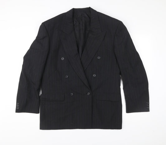 Marks & Spencer Men’s Grey Pinstripe 40R Wool Blend Double-Breasted Blazer
