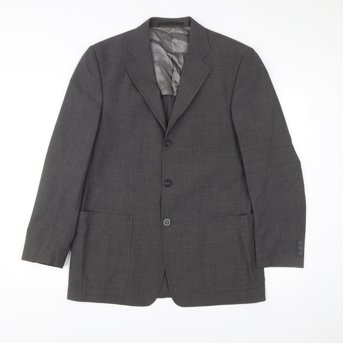 Tom English Mens Grey Wool Blend Blazer Jacket Size 40 Regular
