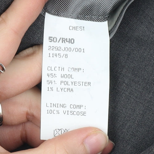 Tom English Mens Grey Wool Blend Blazer Jacket Size 40 Regular