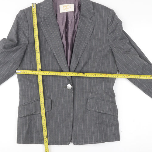 Country Casuals Womens Grey Pinstripe Wool Blazer Size 12 Single-Breasted