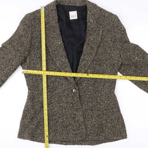 Grace Collection Womens Brown Tweed Wool Blend Blazer Jacket Size 12