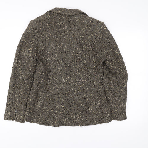 Grace Collection Womens Brown Tweed Wool Blend Blazer Jacket Size 12
