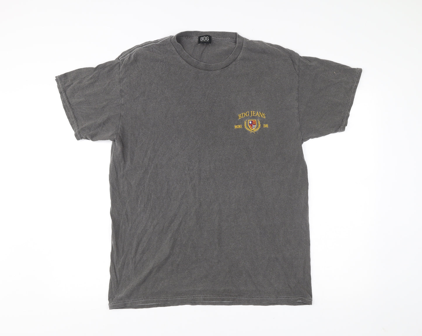 BDG Urban Outfitters Men's Grey Small Embroidered College T-Shirt