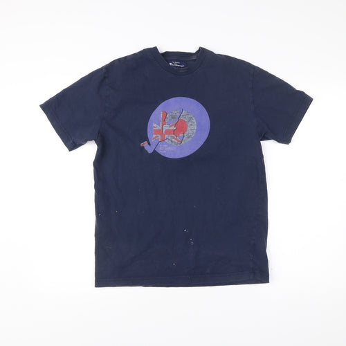Ben Sherman Men's Blue Graphic Print Cotton T-Shirt Size M