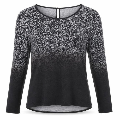 Oasis Women Black Long Sleeve Animal Print Blouse Size L