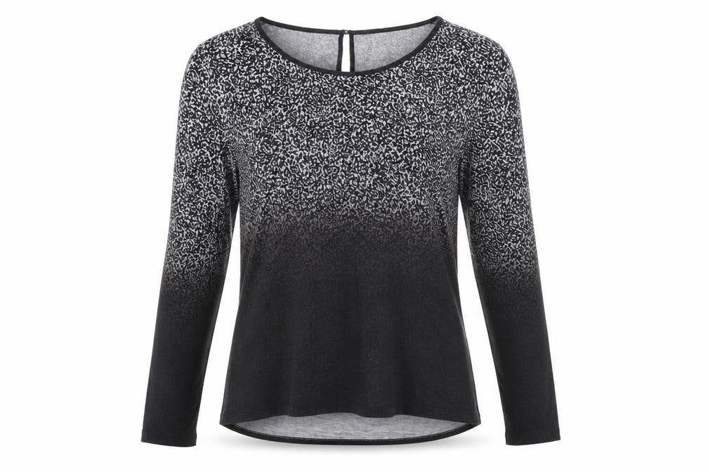 Oasis Women Black Long Sleeve Animal Print Blouse Size L