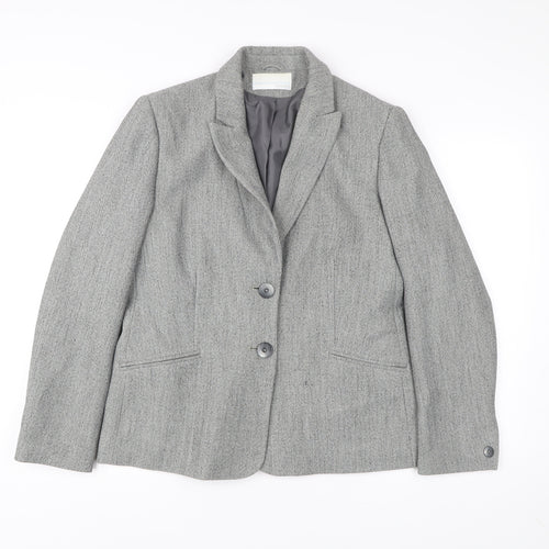 Amaranto Women Grey Size 16 Herringbone Blazer Jacket