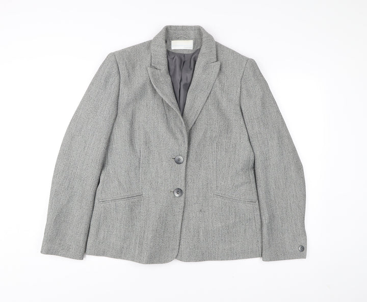 Amaranto Women Grey Size 16 Herringbone Blazer Jacket