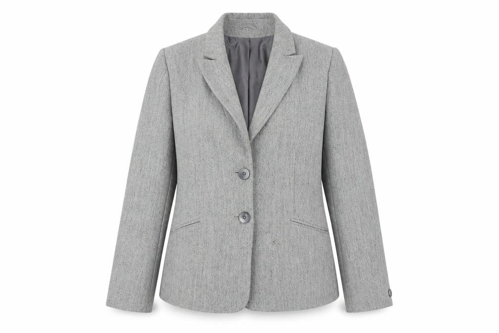 Front view of Amaranto Women Grey, size 16, Herringbone Blazer Jacket