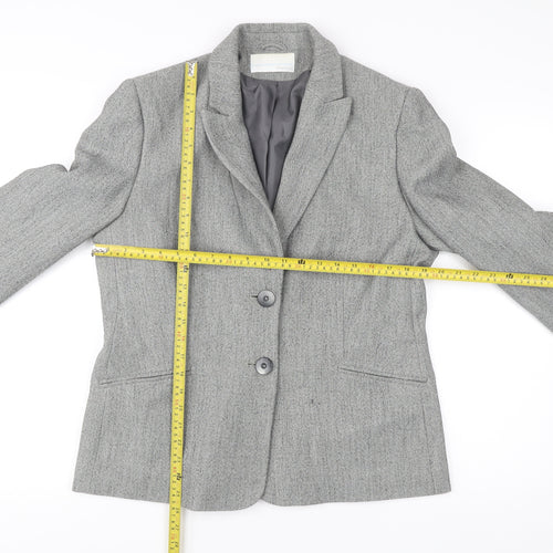 Amaranto Women Grey Size 16 Herringbone Blazer Jacket