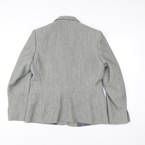 Amaranto Women Grey Size 16 Herringbone Blazer Jacket