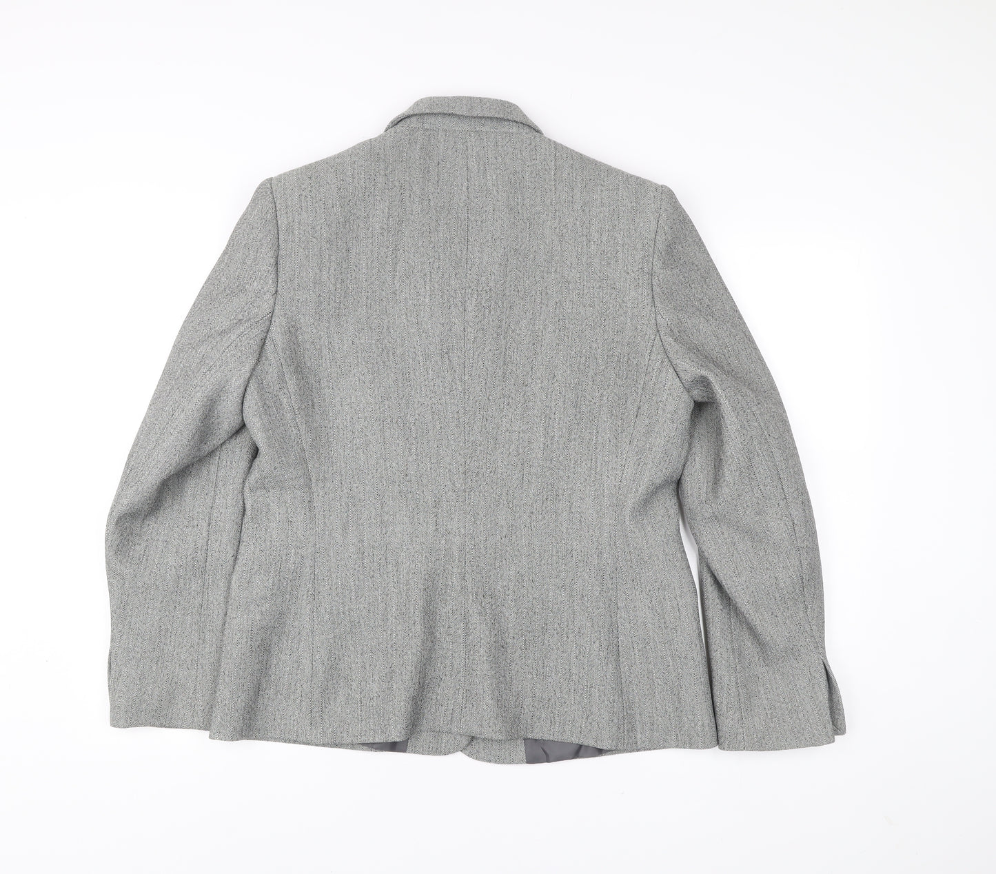 Amaranto Women Grey Size 16 Herringbone Blazer Jacket