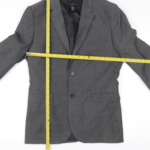 H&M Mens Grey Regular Fit Two-Button Blazer Jacket 38R