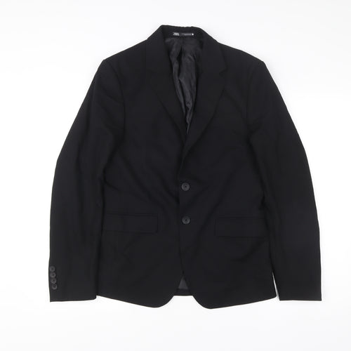 Zara Men’s Black Slim Fit Blazer Jacket Size 36 Two Button