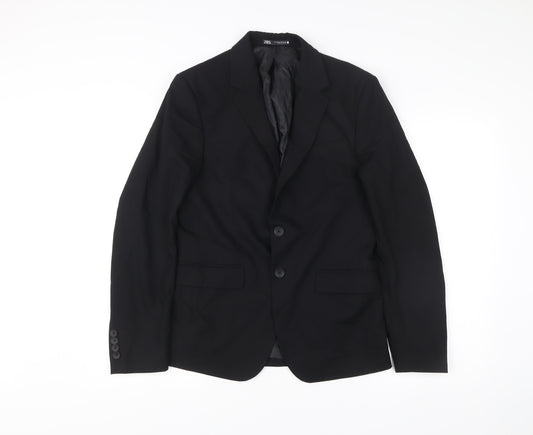 Zara Men’s Black Slim Fit Blazer Jacket Size 36 Two Button
