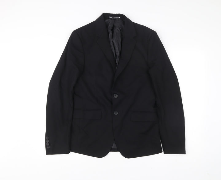 Zara Men’s Black Slim Fit Blazer Jacket Size 36 Two Button