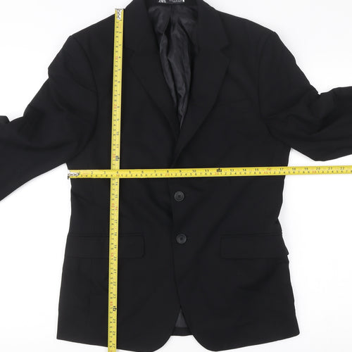 Zara Men’s Black Slim Fit Blazer Jacket Size 36 Two Button