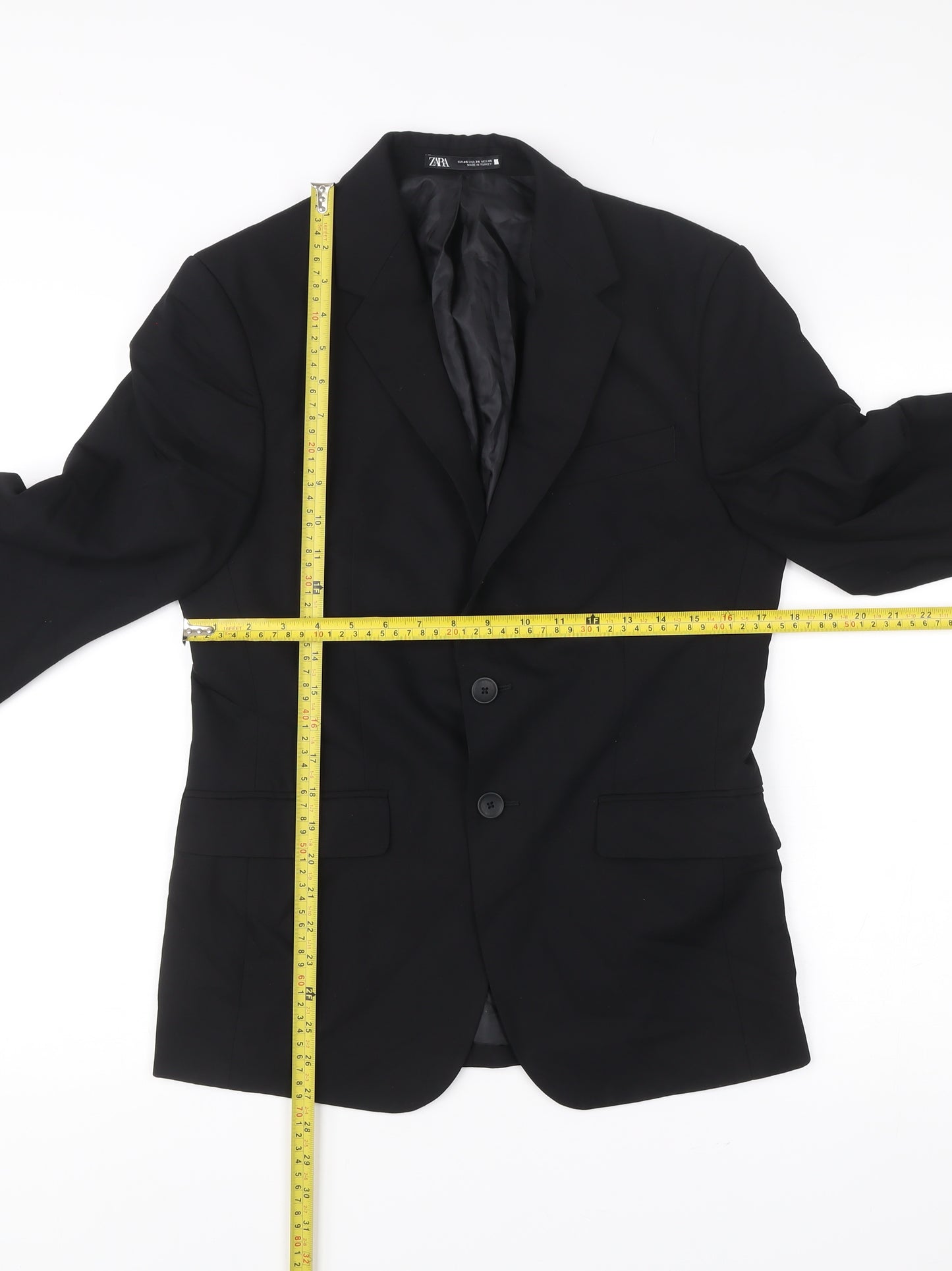 Zara Men’s Black Slim Fit Blazer Jacket Size 36 Two Button