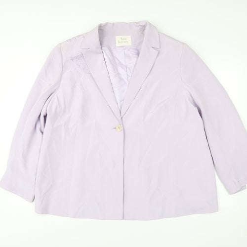 Ann Harvey Womens Purple Silk Plus Size 22 Single Breasted Suit Jacket