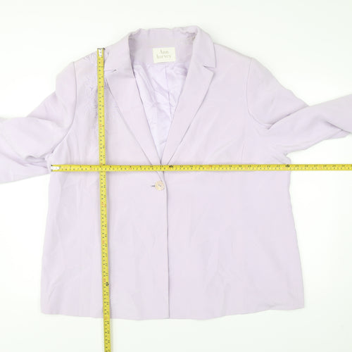 Ann Harvey Womens Purple Silk Plus Size 22 Single Breasted Suit Jacket