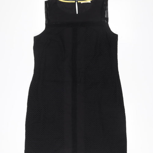 White Stuff Women Black Size 14 Shift Sleeveless Cotton Dress
