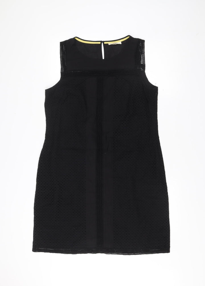 White Stuff Women Black Size 14 Shift Sleeveless Cotton Dress