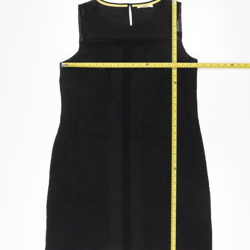White Stuff Women Black Size 14 Shift Sleeveless Cotton Dress