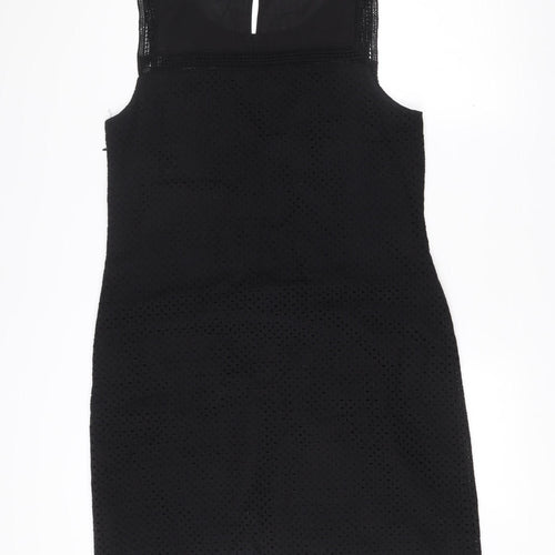 White Stuff Women Black Size 14 Shift Sleeveless Cotton Dress