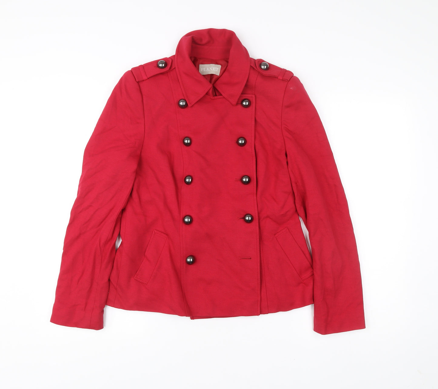 Planet Women’s Red Pea Coat Size 8 Double-Breasted Jacket
