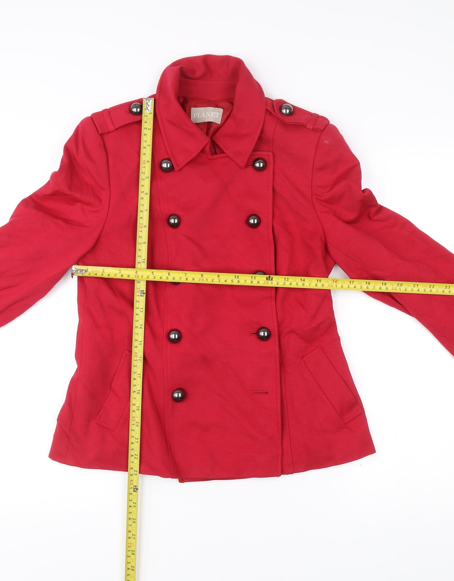 Planet Women’s Red Pea Coat Size 8 Double-Breasted Jacket