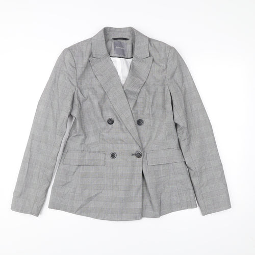 Principles Women Grey Check Double-Breasted Suit Jacket Size 10
