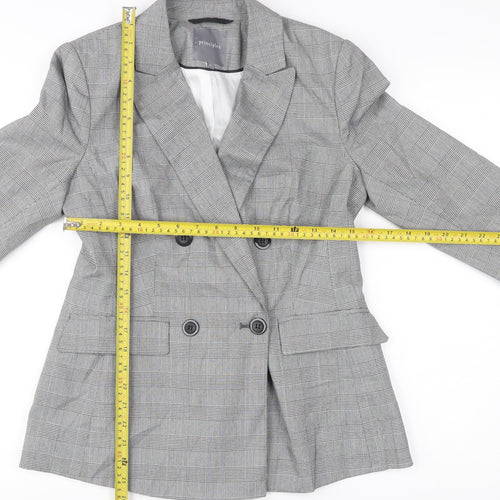 Principles Women Grey Check Double-Breasted Suit Jacket Size 10